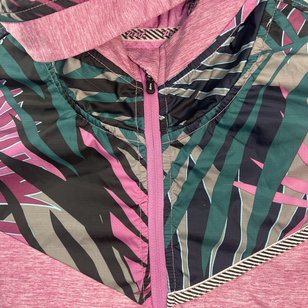 Women's Zoot Dawn Patrol full zip jacket Running Hoodie pink palm M - Picture 6 of 15